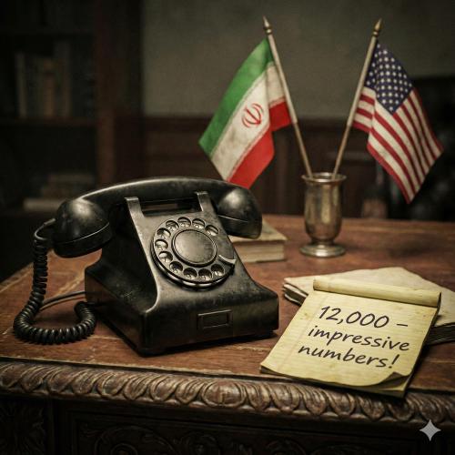 Satirical graphic depicting Iran consulting firm launch